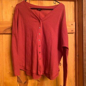 a.n.a waffle knit salmon long sleeve